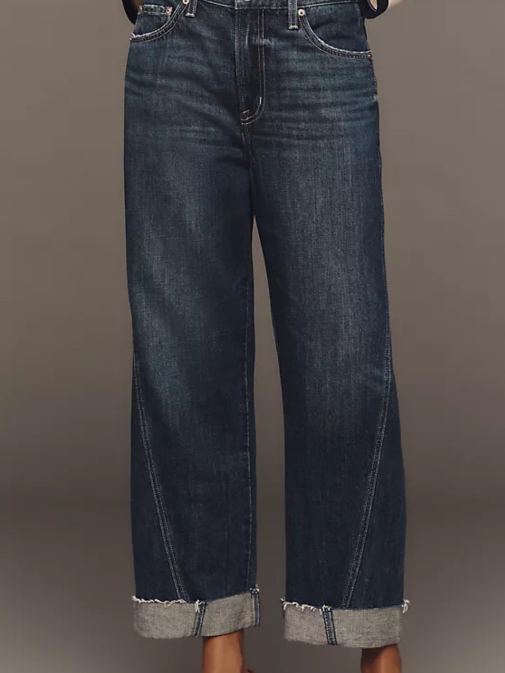 pistola Dark Indigo Casey Boyfriend Jeans with Rolled Cuffs